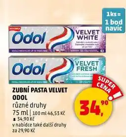 Penny Market ZUBNÍ PASTA VELVET ODOL, 75 ml nabídka