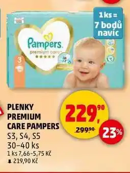 Penny Market PLENKY PREMIUM CARE PAMPERS S3, S4, S5, 30-40 ks nabídka