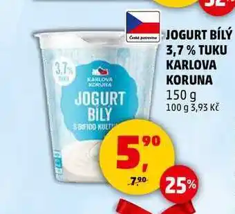 JOGURT BÍLÝ 3,7% TUKU KARLOVA KORUNA, 150 g