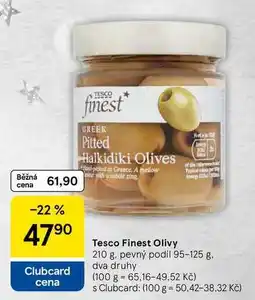 Tesco Tesco Finest Olivy, 210 g. pevný podíl 95-125 g nabídka