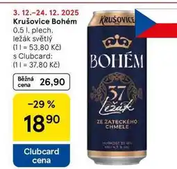 Tesco Krušovice Bohém, 0,5 l, plech nabídka
