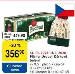 Tesco Pilsner Urquell Dárkové balení, 7x 0.5 l, plech + čepice nabídka