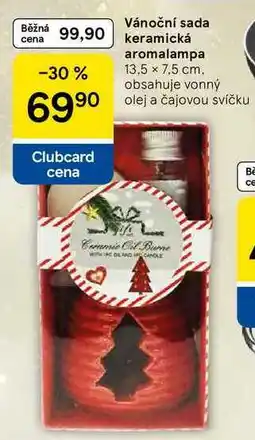 Tesco Vánoční sada keramická aromalampa, 13,5 x 7,5 cm. obsahuje vonný olej a čajovou svíčku nabídka