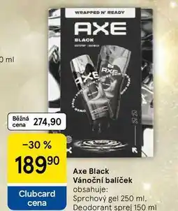 Tesco Axe Black Vánoční balíček obsahuje: Sprchový gel 250 ml. Deodorant sprej 150 ml nabídka