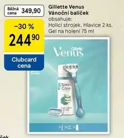 Tesco Gillette Venus Vánoční balíček obsahuje: Holicí strojek, Hlavice 2 ks, Gel na holení 75 ml nabídka