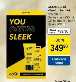 Tesco Got2b Glued Vánoční balíček obsahuje: Gel na vlasy 250 ml, Gel na obočí a baby vlásky 200 ml nabídka