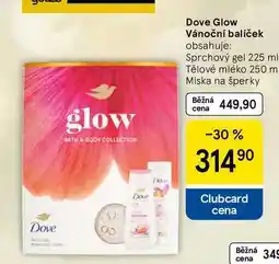 Tesco Dove Glow Vánoční balíček obsahuje: Sprchový gel 225 ml Tělové mléko 250 m Miska na šperky nabídka