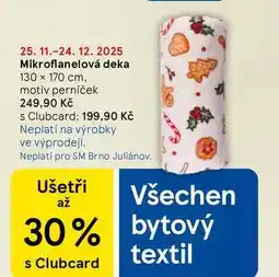 Tesco Mikroflanelová deka 130 x 170 cm. motiv perníček nabídka