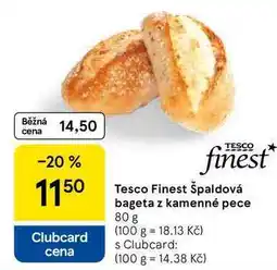 Tesco Tesco Finest Špaldová bageta z kamenné pece, 80 g nabídka