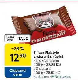 Tesco Silisan Fizistyle croissant s náplní, 45 g, více druhů nabídka