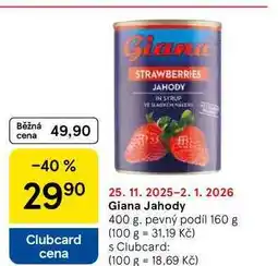 Tesco Giana Jahody, 400 g, pevný podíl 160 g nabídka