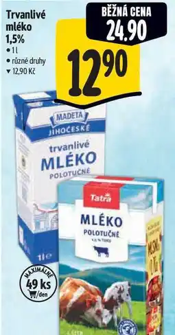 Albert Trvanlivé mléko 1,5% 1 l nabídka