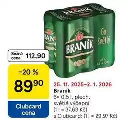 Tesco Braník, 6x 0.5 l, plech nabídka