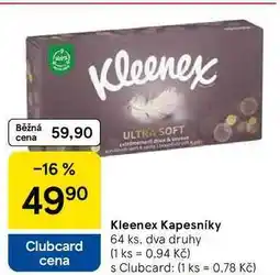 Tesco Kleenex Kapesníky, 64 ks, dva druhy nabídka