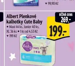 Albert Albert Plenkové kalhotky Cute Baby Maxi 44 ks, Junior 40 ks, XL 36 ks nabídka