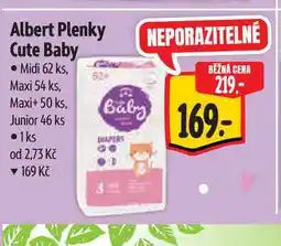 Albert Albert Plenky Cute Baby Midi 62 ks, Maxi 54 ks, Maxi+ 50 ks, Junior 46 ks nabídka
