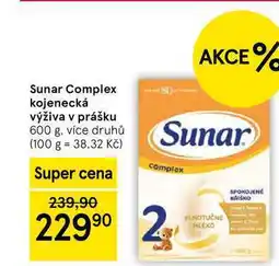 Tesco Sunar Complex kojenecká výživa v prášku, 600 g, více druhů nabídka