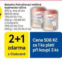 Tesco Babybio Pokračovací mléčná kojenecká výživa, 800 g, dva druhy nabídka