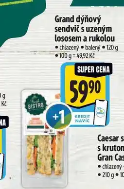 Albert Grand dýňový sendvič s uzeným lososem a rukolou 120 g nabídka