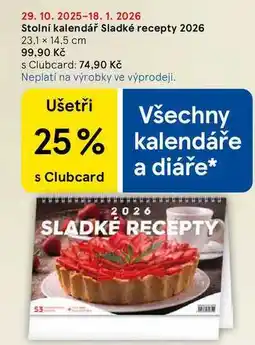 Tesco Stolní kalendář Sladké recepty 2026 23,1 x 14,5 cm nabídka