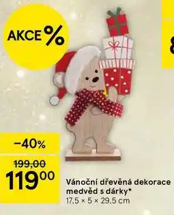 Tesco Vánoční dřevěná dekorace medvěd s dárky, 17.5 x 5 x 29,5 cm nabídka