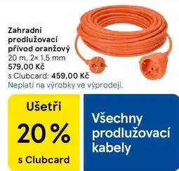 Tesco Zahradní prodlužovací přívod oranžový 20 m, 2x 1,5 mm nabídka