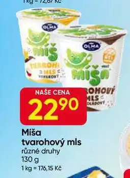Hruška OLMA Míša tvarohový mls různé druhy 130 g nabídka