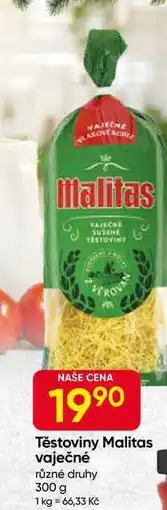 Hruška Malitas Těstoviny vaječné různé druhy 300 g nabídka