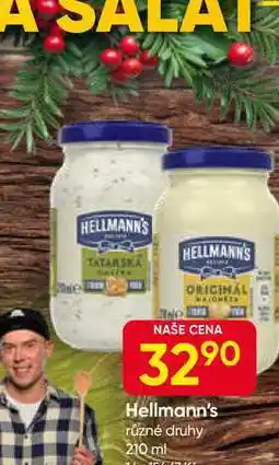 Hruška Hellmann's majonéza, tatarská omáčka 210ml, vybrané druhy nabídka