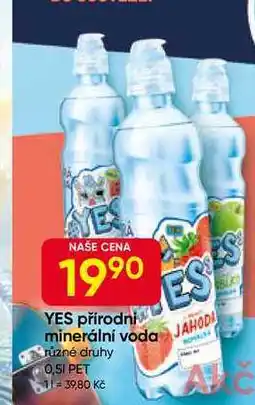 Hruška YES přírodni minerální voda různé druhy 0,5l nabídka