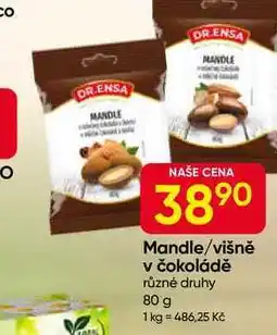 Hruška DR.ENSA Mandle/višně v čokoládě různé druhy 80 g nabídka