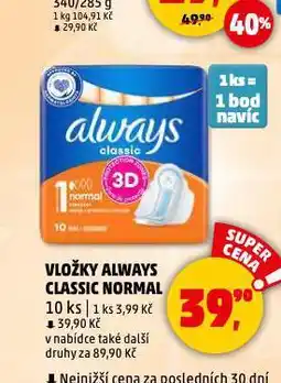 Penny Market Always dámské vložky nabídka