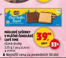 Penny Market Máslové sušenky v mléčné čokoládě café time nabídka