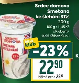 Billa Srdce domova Smetana ke šlehání 31% nabídka