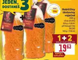 Billa Babiččiny těstoviny vaječné nabídka