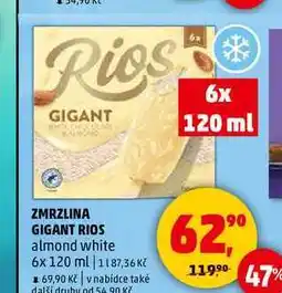 Penny Market ZMRZLINA GIGANT RIOS almond white, 6x 120 ml nabídka