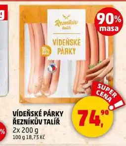 Penny Market VÍDEŇSKÉ PÁRKY ŘEZNÍKŮV TALÍŘ, 2x 200 g nabídka