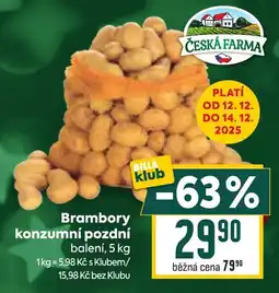 Billa Brambory konzumní pozdní nabídka