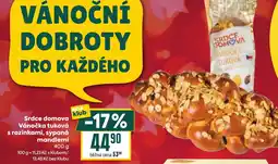 Billa Srdce domova Vánočka tuková s rozinkami, sypaná mandlemi nabídka