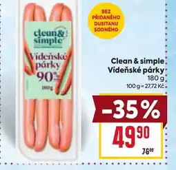 Billa Clean & simple. Vídeňské párky nabídka