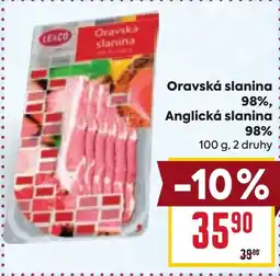 Billa Oravská slanina 98%, Anglická slanina 98% nabídka
