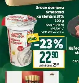 Billa Smetana ke šlehání 31% nabídka