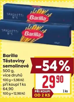 Billa Barilla Těstoviny semolinové nabídka