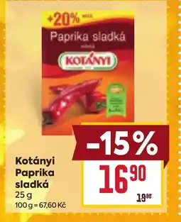 Billa Kotányi Paprika sladká nabídka