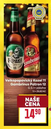 Billa Velkopopovický Kozel 11 Gambrinus Patron 12 nabídka
