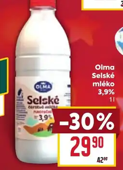 Billa OLMA Selské mléko 3,9% nabídka