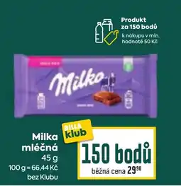 Billa Milka mléčná nabídka