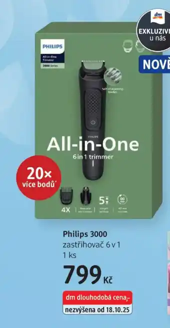 dm drogerie Philips 3000 zastřihovač 6 v1 nabídka