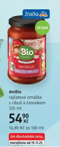 dm drogerie DmBio rajčatová omáčka s cibulí a česnekem nabídka