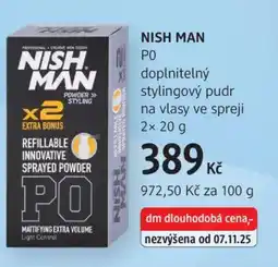 dm drogerie NISH MAN PO doplnitelný stylingový pudr na vlasy ve spreji nabídka